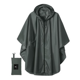 SaphiRose Unisex Rain Poncho Raincoat Hooded for Adults Women with Pockets (Deep Grey)