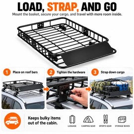 Roof Rack Cargo Basket for SUVs & Trucks – 200 lb Capacity Rooftop Carrier for Travel and Extra Storage