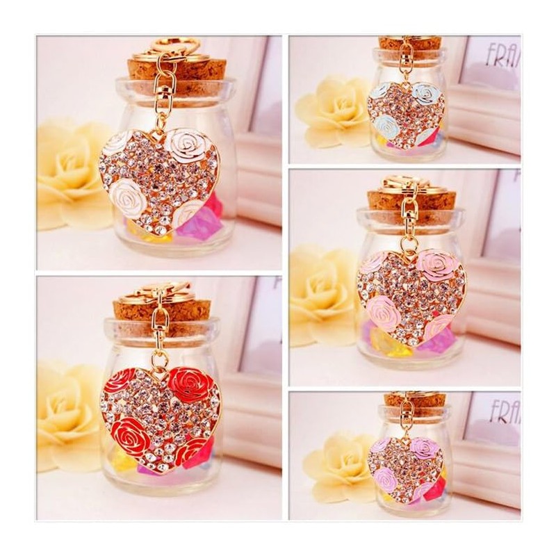 skineat Flowers Ball Keychain and Rose Flower Crystal Keyring, purse