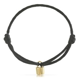 Made by Nami Women's Black Fabric Bracelet with Lock Pendant, Adjustable Size, Friendship Bracelets, Women's Jewellery