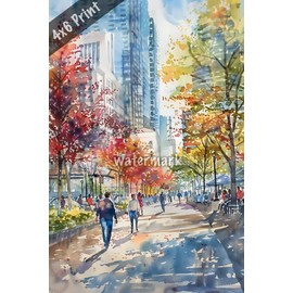 Klyde Warren Park watercolor Art 4x6 Print