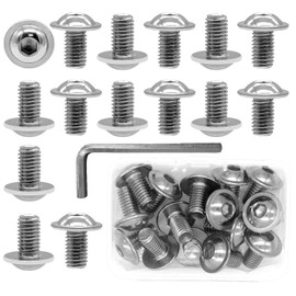 Piuluvor® Pack of 15 M8 x 14 mm round head screws, M8 screws, stainless steel hexagon socket flange screws with Allen key and box