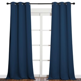 NICETOWN Patio Glass Door Blackout Curtains for Bedroom/Living Room, Privacy Panel Drapes for Dining and Guest Room (Moroccan Blue, 42 inches Wide x 90 inches Long, 1 Pair)