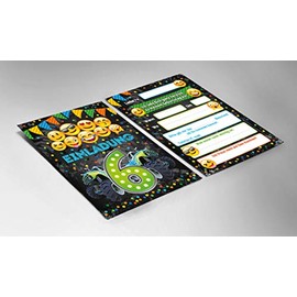 Junaversum 10 Invitations for 6th Birthday Children Sixth Birthday Car Monster Truck Green