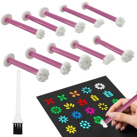 Flower Floral Dotting Tools Kit - 20 Silicone Tips + 10 Handles w/Storage Case & Brush | Dot Painting Art Tools for Rocks, Canvas, Nails