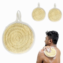 FRTIM Natural Loofah Sponge Shower Round 6.3 Inch, Natural Loofah Exfoliating Body Scrubber, Shower Loofah for Back and Face Skin, Back Scrubber for Men Wowen Adults Back Face Skin SPA Care - 2 Pieces