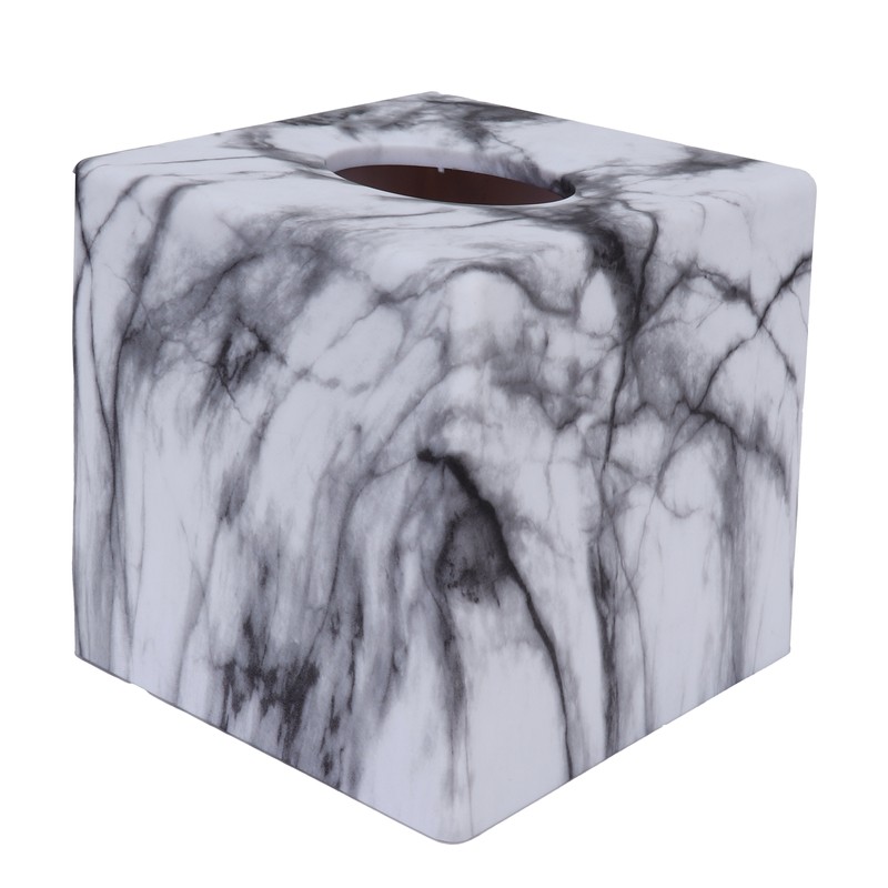 Tissue Box with Marble Printing Square Toilet Paper Holder for