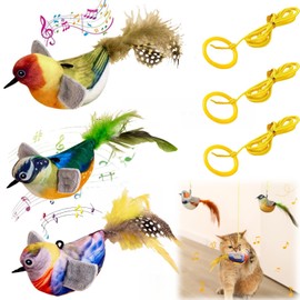 3Pcs Flapping Bird Cat Toy,Interactive Bird Cat Feather Toys,Simulating Chirping Bird,Cat Toys Flapping Bird,Cat Toys Chirping Tit,Simulated Chirping Bird Cat Toy,Touch Activated kitten toys (#3#4#5)