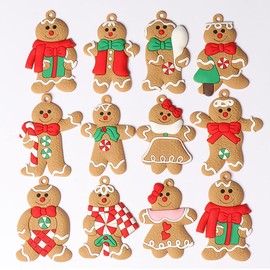 Gingerbread Man Christmas Ornaments 12PCS Christmas Tree Ornaments for Christmas Tree Decorations Gingerman Hanging Charms Christmas Ornaments Set for Christmas Decorations Holiday Decor