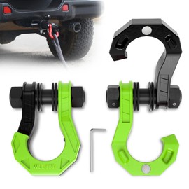 AMBULL 3/4" D Ring Separate Shackles, 52,910lbs Break Strength Easy Open Towing Winch Shackles, Heavy Duty Shackles with 7/8" Screw Pin for Tow Strap Winch Off Road Vehicle Recovery (Blackgreen)