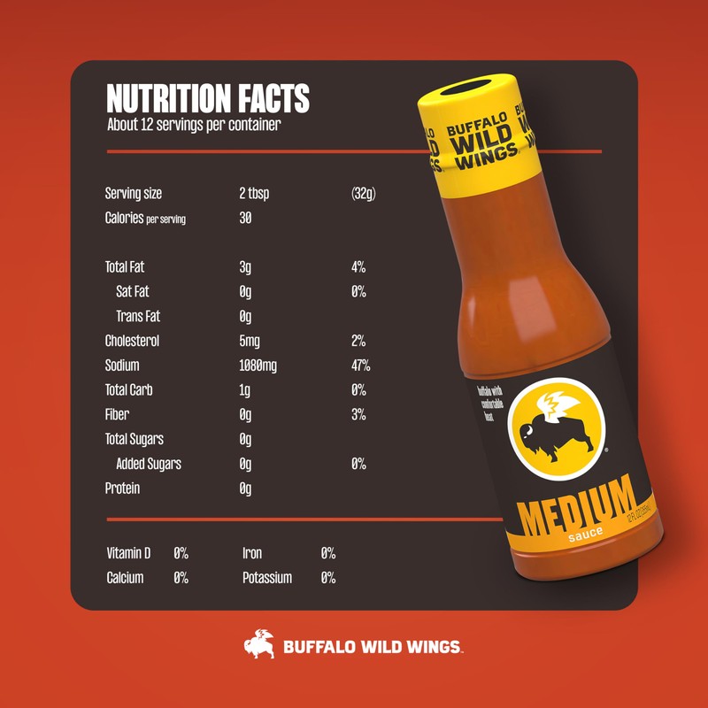 Buffalo Wild Wings Medium Buffalo Sauce, 12 fl. oz., Perfect