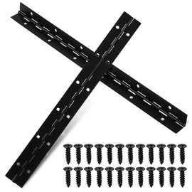 LALAFINA 2 Bisagras Negras De Piano Metálicas Largas Con Tornillos Incluidos Para Puertas De Gabinetes Y Muebles Resistentes De 11.81X1.18X0.31 Pulgadas