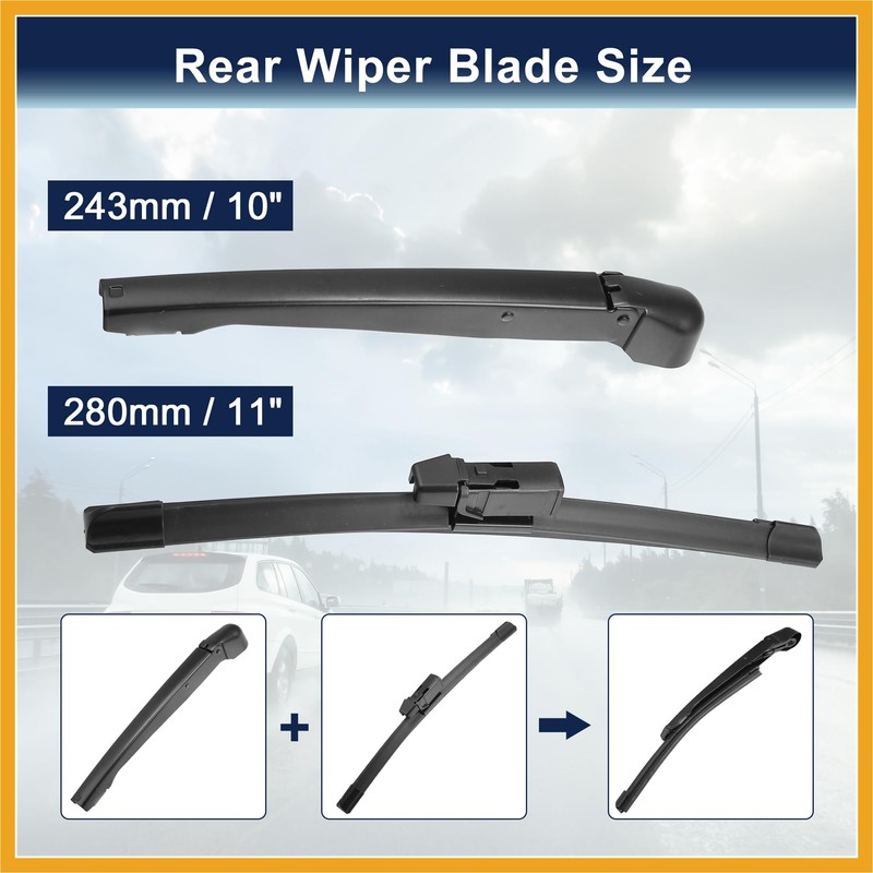 Partuto Rear Windshield Wiper Blade Arm Set for Ford Ecosport