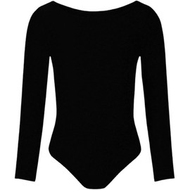 ANZEE Girl Leotard Children Ballet Dance Bodysuit Gymnastics Long Sleeved Dancewear Fancy Dress UK (Black 9-10)