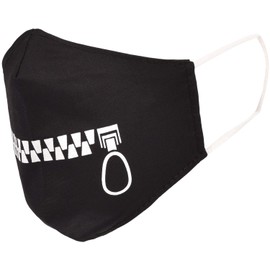 styleBREAKER 08040007 Women's Cotton Fabric Mask Plain with Various Designs, Double-Layer, Washable, Community Mask Colour: Zip - Black