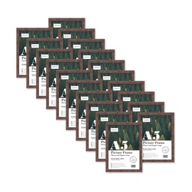 Almost Frameless A5 Walnut Picture Frame Set of 20, Display A5 Picture Gallery Wall, Poster, Photo, Artwork, or Print, Walnut