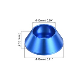 sourcing map M6 Cone Cup Washers,Anodized Aluminum Gaskets Cup Head Washer Gasket for Screw RC/FPV/PC/Drone/Mechanical Accessories Model Parts, Pack of 10 (Dark blue)