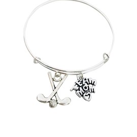 Golf Silver-Tone Charm Bangle Bracelet Jewelry Gift for Team Mom