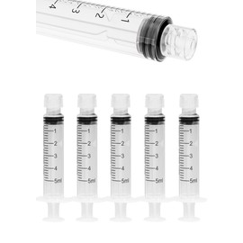 5mL Luer Lock Syringes without Needle - Sterile, Individually Wrapped, Accurate Liquid Measurement - 20 Pack, Leak-Proof Safety Lock Design for Professionals and Home Care