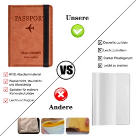 Toctax Passport Case, Passport Holder with RFID Blocker, Passport Holder for Men and Women, Travel Folder for Travel Documents, ID Bag Travel Documents, Credit Card Protective Cover, orange, Modern