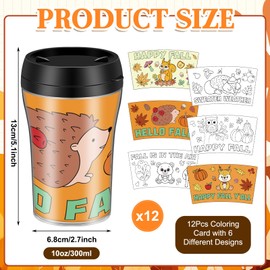 Yiyiring Set of 12 Fall DIY Color Your Own Cups 10 oz Coloring Cups Color Your Own Plastic Mugs Fall Crafts for Adults Party Favors Crafts Classroom Home Activities Gifts
