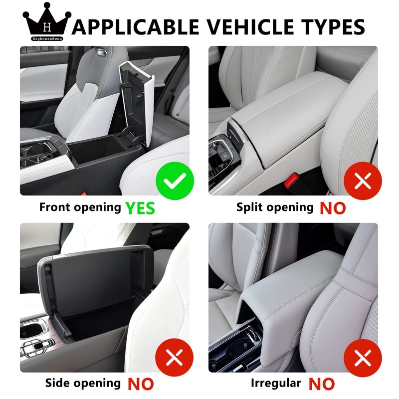 HighnessHwoo Car Armrest Covers, Vehicle Center Console Cover, Middle Storage