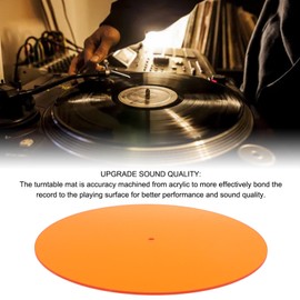 Record Player Mat, Turntable Mat Record Platter Slipmat, Acrylic Record Player Platter Slip Mats for 12 Inch Disc Acrylic Turntable Platter Mat (Orange)