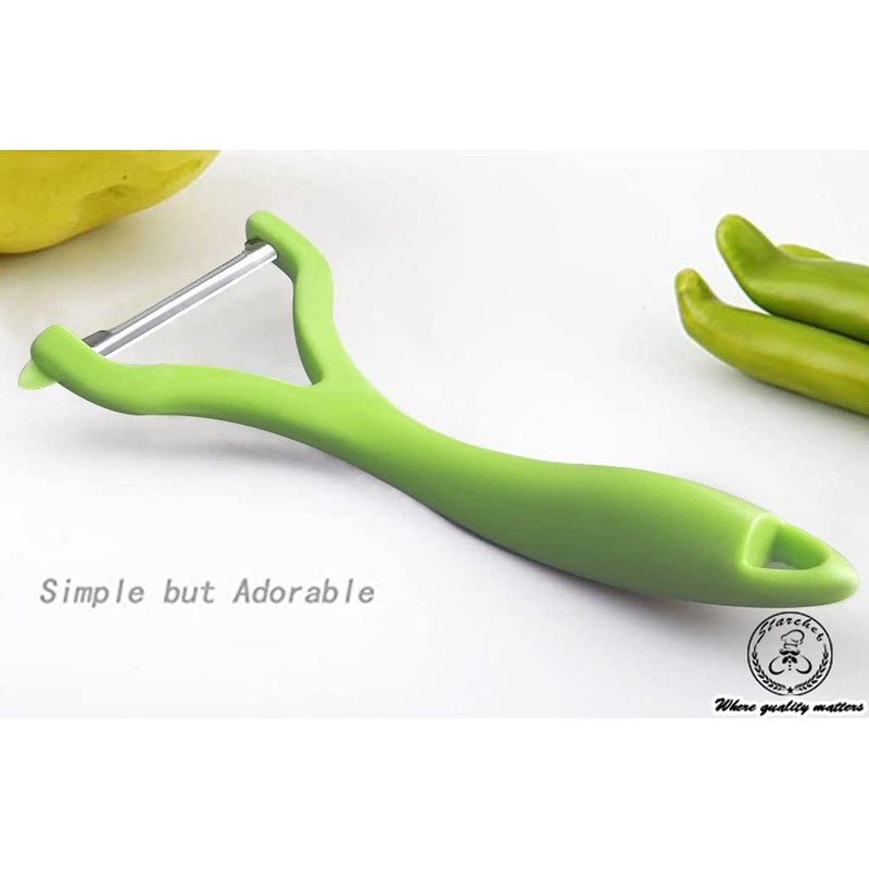 Starchef Y-Shape Peeler Slicer,Vegetable Fruit Peeler Slicer,One-Piece Design,Black/Green