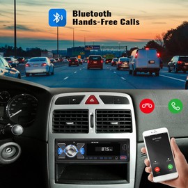 CAMECHO Single Din Car Stereo Bluetooth Audio Digital Media Receiver with USB Port – FM Radio, MP3 Player, EQ, APP Control, Multi Color Illumination, TF Card, AUX Input, Car Radio