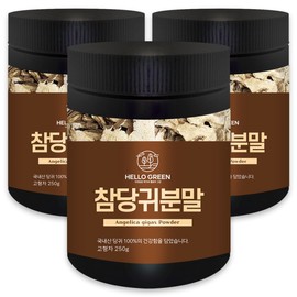 Hello Green Korean Angelica Root Powder 250gX3 (Box) Angelica Root Powder / 헬로우그린 국산 참당귀 분말 250gX3(통) 참당귀뿌리분말