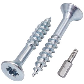 SKIR'CO Pack of 200 Galvanised Steel Wood Screws 4.5 x 30 mm Torx Countersunk Chipboard Screws Partial Thread