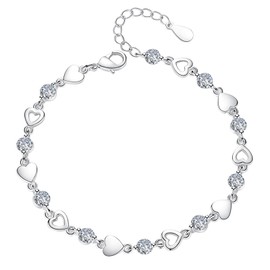 SURALIN 1 Piece Bracelet for Women, Heart Diamond Bracelet, Bracelet for Women, Silver Bracelet for Women, Silver Bracelet, Gift for Her, Shell