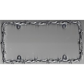 Chrome Barbed Wire License Plate Frame with Caps