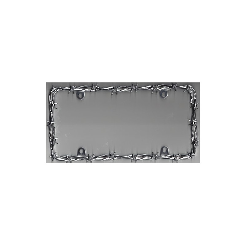 Chrome Barbed Wire License Plate Frame with Caps