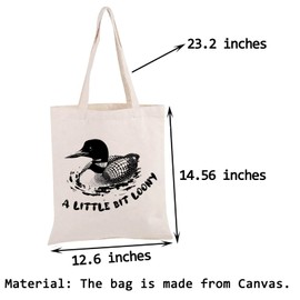 PWHAOO Bird Pun Gift A Little Bit Loony Tote Bag Bird Watcher Tote Bag Loon Bird Gift Loon Lover Gift, Bit Loony Tote, Medium