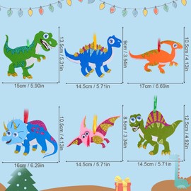 Ainiv 6PCS Dinosaur Crafts for Kids, DIY Craft Kits for Kids, Christmas Arts and Crafts for Kids, DIY Peel&Stick Eva Felt Crafts, Kids Craft Party Group Activities Fall Holiday Hanging Decorations