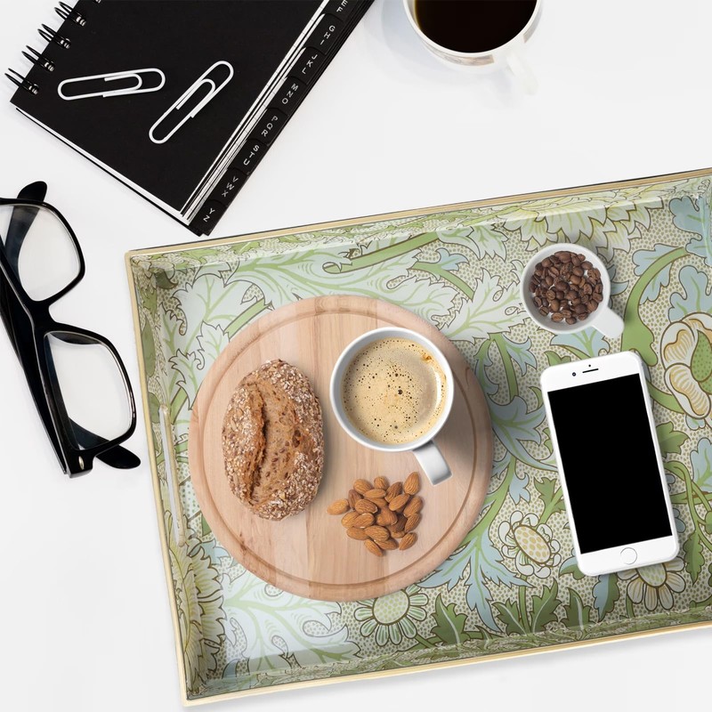 Spsyrine Serving Tray with Handles, Plastic Decorative Tray for Coffee