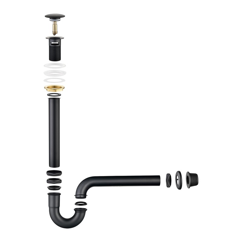 Heixutas Thickened Brass P Trap Set: 1-1/4 P Trap with
