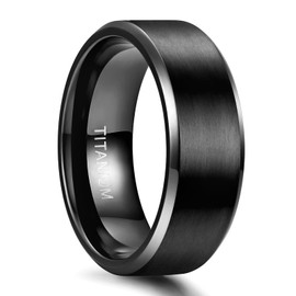 TIGRADE Titanium Rings 4MM 6MM 8MM 10MM Wedding Band in Comfort Fit Matte for Men Women Size 3-15, Black 8mm, Size 13.5