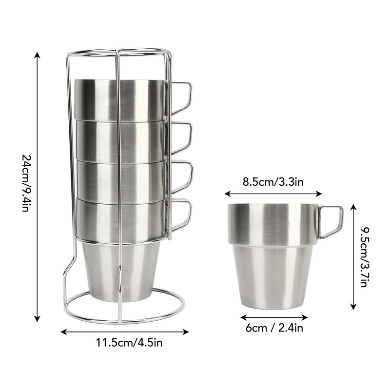 4PCS Camping Double Layer Cups Stainless Steel Food Grade Plastic