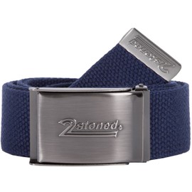 2Stoned Fabric Belt Canvas Belt Unisex Matte Folding Buckle 4 cm Wide for Men and Women, Navy Speed