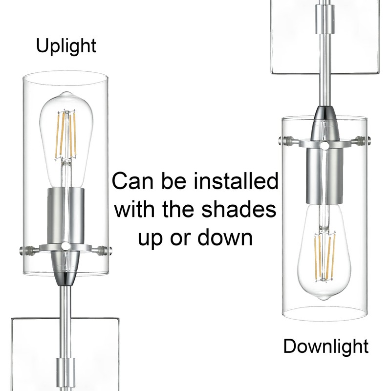 Chrome Wall Sconce Light Fixture, Indoor Glass Bathroom Sconce Wall