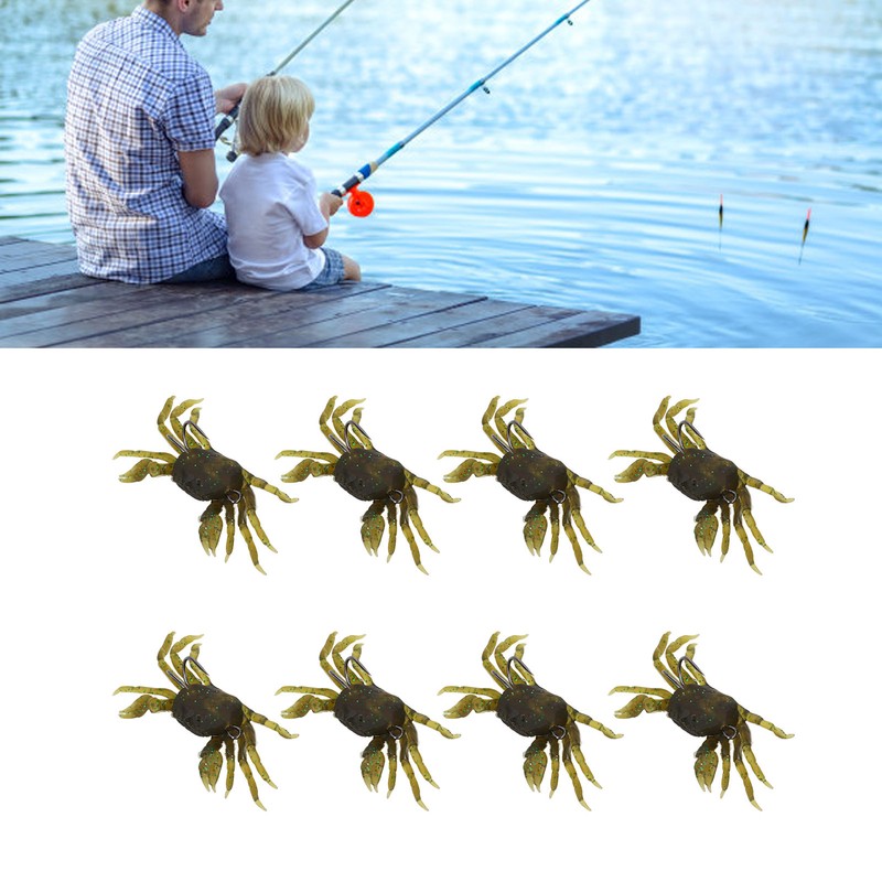 8Pcs Artificial Crab Bait 13cm 33.5g Simulation Crab Soft Lure
