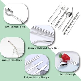 9 Piece Portable Stainless Steel Cutlery Set (Green)