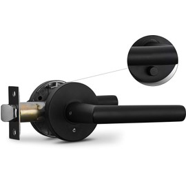 Berlin Modisch Privacy Lever Door Handle Sleek Round Easy to Open Locking Lever Set [for Bedroom or Bathroom] Reversible for Right & Left Sided Doors Heavy Duty - Iron Black Finish