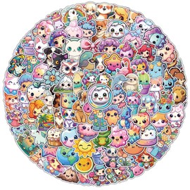 100pcs Cute Cartoon Animals Stickers, Kitten Goats Dogs Squirrel Kawaii Girl Stickers Packs for Boys Girls Teens, Vinyl Waterproof Animal Decals for Water Bottles Laptops