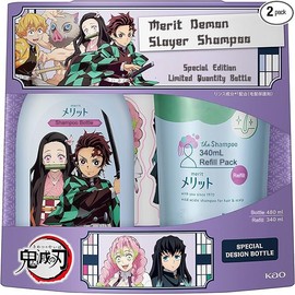 Merit Hair Shampoo Cleansing Set Demon Slayer: Kimetsu no Yaiba (480mL bottle + 340mL refill) Limited Edition