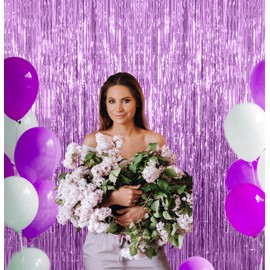 Lavender Party Backdrop Fachoige 3packs of 3.2ft*6.6ft Metallic Tinsel Foil Fringe Curtains for Kids Boy Birthday Sea Holiday Celebration Party Decorations and Photo Booth Props