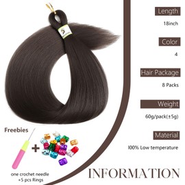 8 Packs Pre stretched braiding hair with yaki texture， Professional straight Braiding Hair Extensions For Corochet Braid