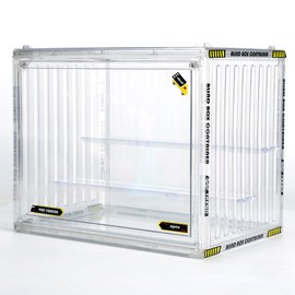 3 Tiers Display Case with 2 Movable Plates, Display Storage Box with Magnetic Door, Stackable Showcase for Action Figures